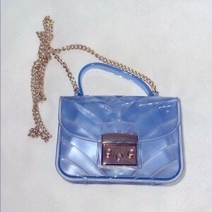 Crossi Elegant Blue Chain Jelly See Through Y2K Shoulder Bag  Clear Mini Purse